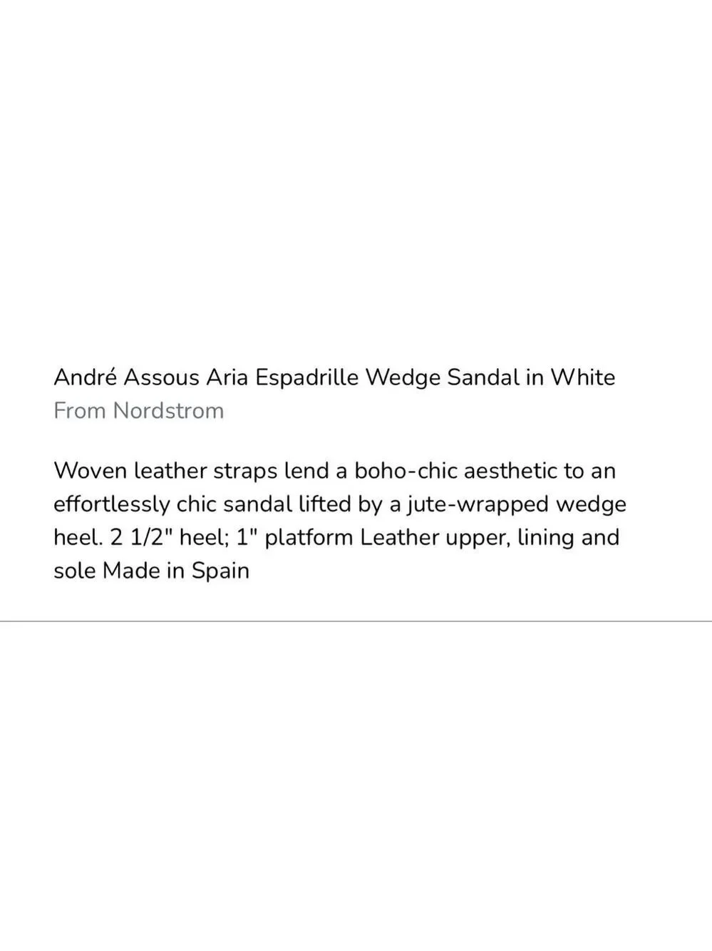 NWT ANDRE ASSOUS Aria Espadrille Wedge Sandal Size 9/40 White Brown